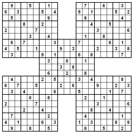 Samurai Sudoku on Samurai Sudoku Puzzles From Sudexel